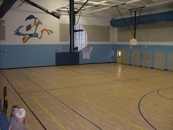 custom basketball gym set up by Courts and Greens in Bakersfield