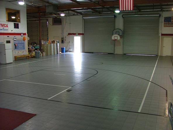 custom basketball gym set up by Courts and Greens in Bakersfield